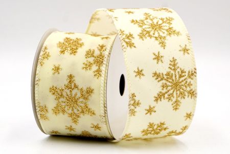 Amarillo claro - Cinta de terciopelo con copos de nieve brillantes y cable_KF7958GC-2-2