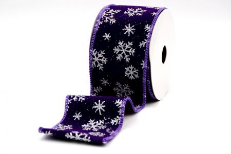Ruban en velours avec flocons de neige pailletés violet_KF7958GC-34-34