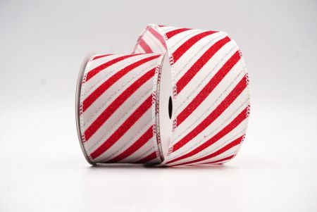 White/Red Stripe Slanting Glitter Wired Ribbon_KF7959GC-1-1