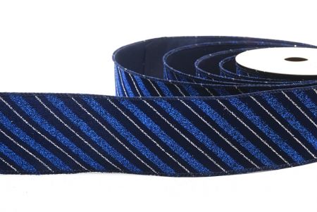 Blue/Silver Stripe Slanting Glitter Wired Ribbon_KF7959GC-4-4