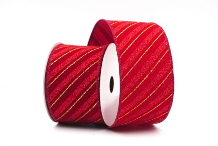 Бордово-червона полосатий блискучий дрітовий стрічка Stripe_KF7959GC-8-8