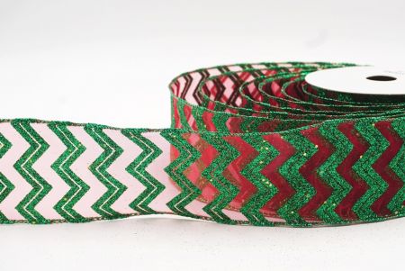 Cinta alámbrica con diseño de Zigzag Rojo/Verde y Brillante_KF7962GH-7H