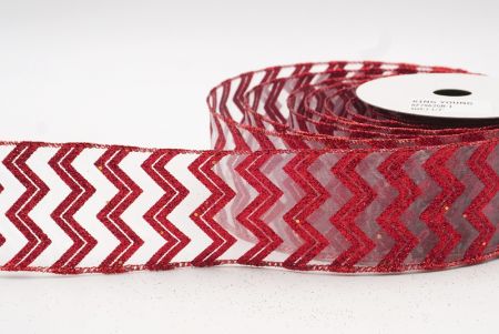 Red Glitter Zigzag Design Wired Ribbon_KF7962GR-1