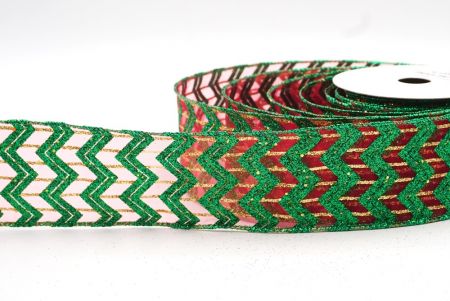 Nastro con design a zigzag di glitter rosso e verde_KF7963GH-7H