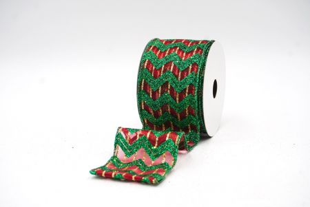 Red & Green Glitter Zigzag Design Wired Ribbon_KF7963GH-7H