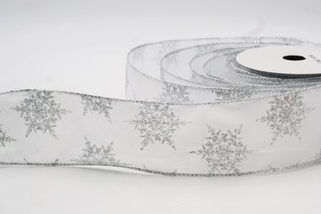 Silver Glitter Star Design Wired Ribbon_KF7965-1