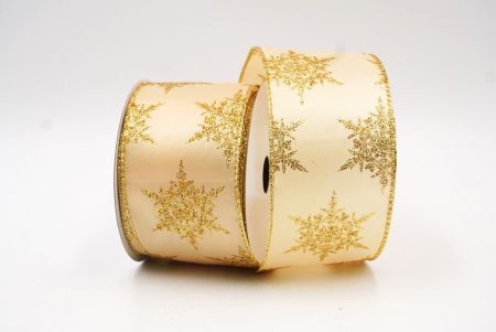 Gold Glitter Star Design Wired Ribbon_KF7965G-13