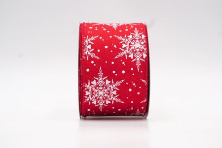 Червона стрічка з дизайном сніжинок на дроті для Різдва_KF7967GC-7-7