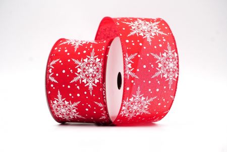 Red Christmas Snow Flakes Design Wired Ribbon_KF7967GC-7-7