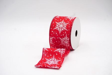 Red Christmas Snow Flakes Design Wired Ribbon_KF7967GC-7-7