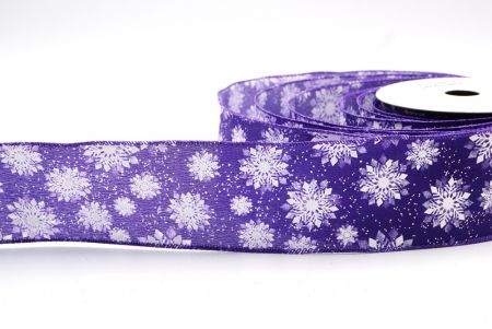 Purple Snow Flakes Design Wired Ribbon_KF7968GC-34-34
