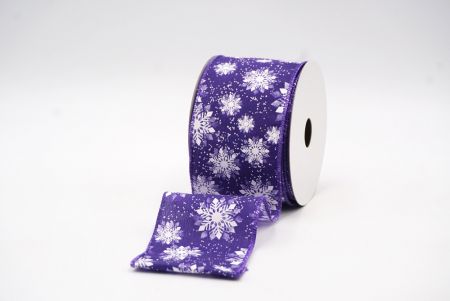 Purple Snow Flakes Design Wired Ribbon_KF7968GC-34-34