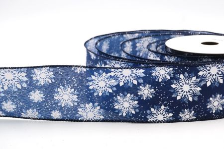 Дротяна стрічка з дизайном сніжинок на темно-синьому фоні_KF7968GC-4-4