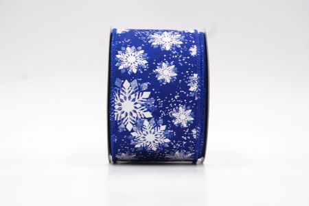 Royal Blue Snow Flakes Design Wired Ribbon_KF7969GC-4-151