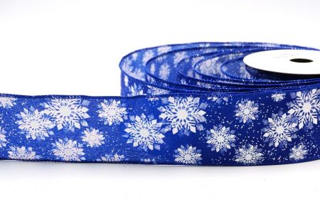 Królewska niebieska wstążka druciana z wzorem śnieżnych płatków_KF7969GC-4-151