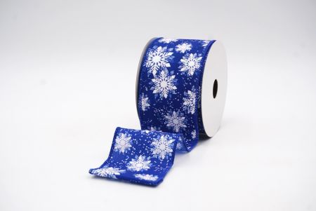 Ruban métallisé avec motif de flocons de neige bleu royal_KF7969GC-4-151