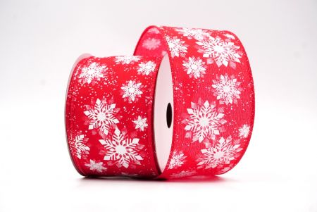 Red Snow Flakes Design Wired Ribbon_KF7969GC-7-7