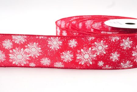 Ruban métallisé avec motif de flocons de neige rouge_KF7969GC-7-7