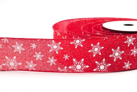 Дротяна стрічка з темно-червоним дизайном сніжинок_KF7970GC-7-7