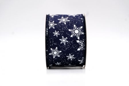 Дротяна стрічка з дизайном сніжинок на синьому фоні_KF7971GC-4-4