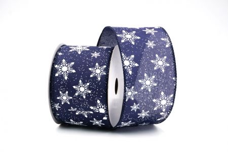 Blue Snow Flakes Design Wired Ribbon_KF7971GC-4-4
