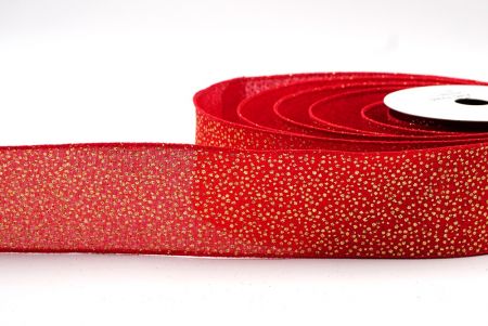 Red/ Aurum Glitter Guttae Design Wired Ribbon_KF7975GC-7-7