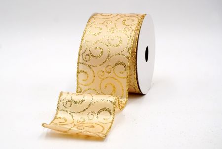 Gold - Sparkly Swirl Wired Ribbon_KF7977G-13