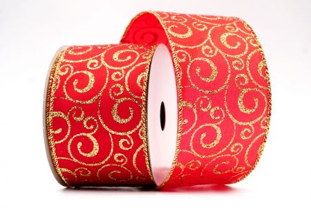 Red - Sparkly Swirl Wired Ribbon_KF7977G-7