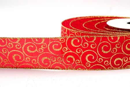Red - Sparkly Swirl Wired Ribbon_KF7977G-7
