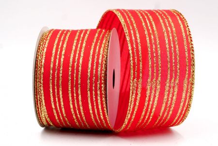 Rosso - Nastro con righe scintillanti e filo