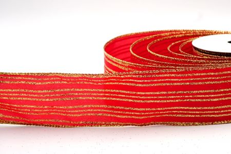 Red - Twinkling Stripe Wired Ribbon_KF7980G-7