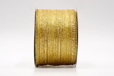 Золотая - блестящая полосатая проволочная лента_KF7981G-13