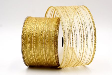 Gold - Twinkling Stripe Wired Ribbon_KF7981G-13