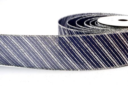 Black - Glitter Diagonal Stripe Wired Ribbon_KF7984G-4