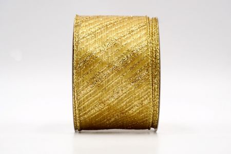 Gold - Glitter Diagonal Stripe Wired Ribbon_KF7985G-13