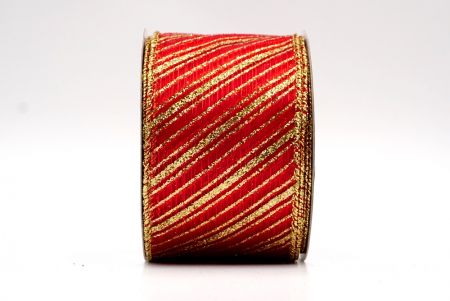 Light Red - Glitter Diagonal Stripe Wired Ribbon_KF7985G-7