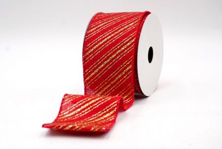 Red - Glitter Diagonal Stripe Wired Ribbon_KF7986GC-7-7
