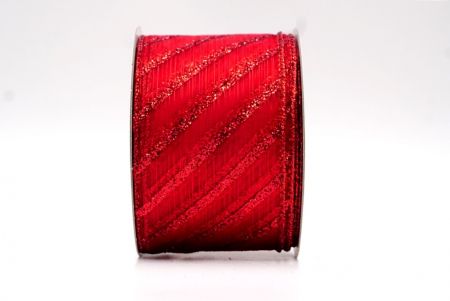 Rojo Transparente - Cinta con Rayas Diagonales de Purpurina con Alambre_KF7987GR-7
