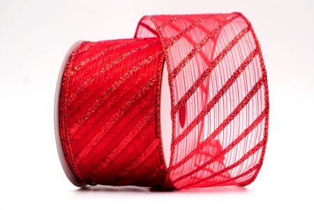 Red Sheer - Glitter Diagonal Stripe Wired Ribbon_KF7987GR-7