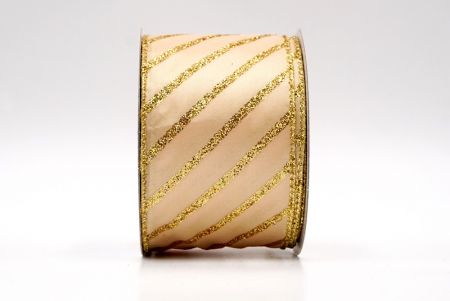 Gold - Glitter Diagonal Stripe Wired Ribbon_KF7988G-13