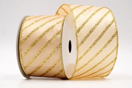 Gold - Glitter Diagonal Stripe Wired Ribbon_KF7988G-13