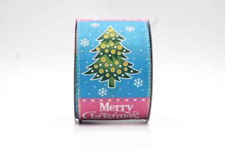 شريط سلكي بتصميم شجرة عيد الميلاد وفاكهة باللون الأزرق_KF7995GN-12
