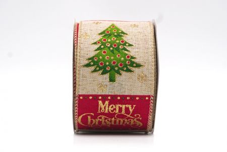 شريط سلكي بتصميم شجرة عيد الميلاد وفاكهة باللون البني الفاتح والأحمر_KF7996GC-13-183