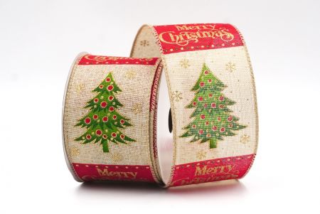 Light Brown/Red Christmas Tree & Fruit Wired Ribbon_KF7996GC-13-183
