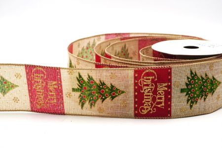 Light Brown/Red Christmas Tree & Fruit Wired Ribbon_KF7996GC-13-183