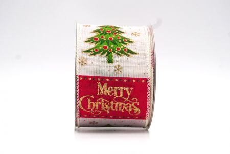 شريط سلكي بتصميم شجرة عيد الميلاد وفاكهة باللون الأبيض_KF7996GC-2-2