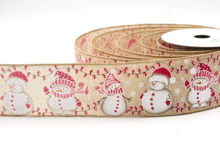 Vaaleanruskeat joululamput ja lumiukko, langalla sidottu nauha_KF7998GC-13-183