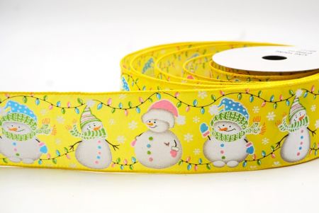 Yellow Christmas Lights & Snowman Wired Ribbon_KF7999GC-6-6