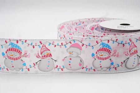 White/ Christmas Lights & Snowman Wired Ribbon_KF7999GN-1