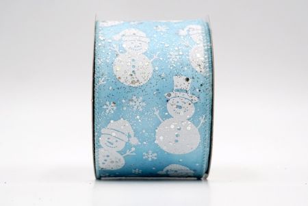 Teal Blauwe Glitter Sneeuwpop Bedraad Lint_KF8003GC-12-12